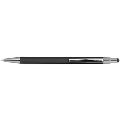 Metall-Druckkugelschreiber mit Touchfunktion, blaue Mine, schwarz
