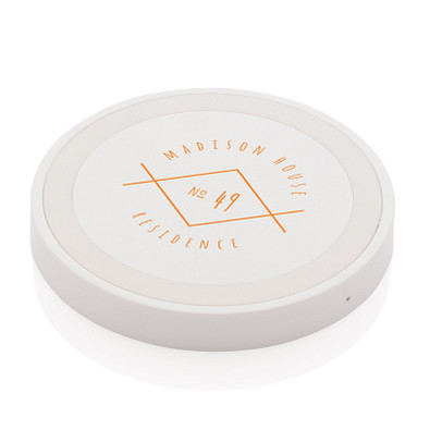 XD COLLECTION Runder Wireless-Charger 5W, weiß