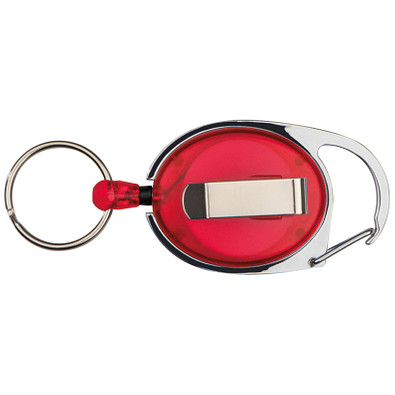 Schlüsselanhänger mit Karabiner und ausziehbarem Schlüsselring, rot