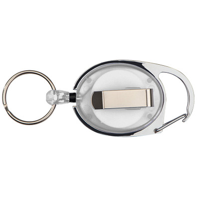 Schlüsselanhänger mit Karabiner und ausziehbarem Schlüsselring, weiß