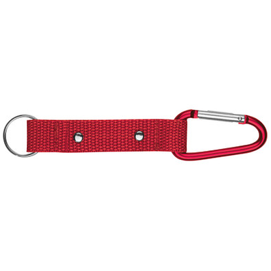 Schlüsselanhänger mit Karabiner und Plättchen aus Metall, rot