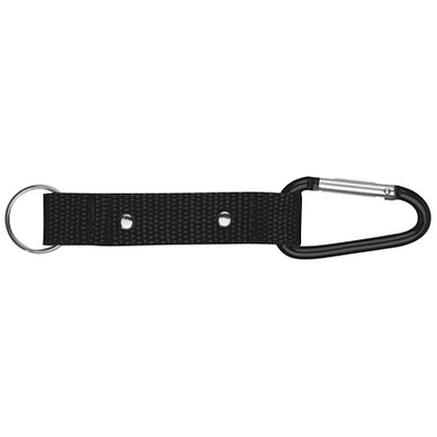 Schlüsselanhänger mit Karabiner und Plättchen aus Metall, schwarz