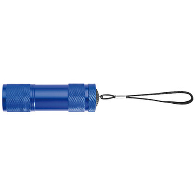 Taschenlampe aus Aluminium mit 9 LEDs, inkl. Batterien in einer Box, blau