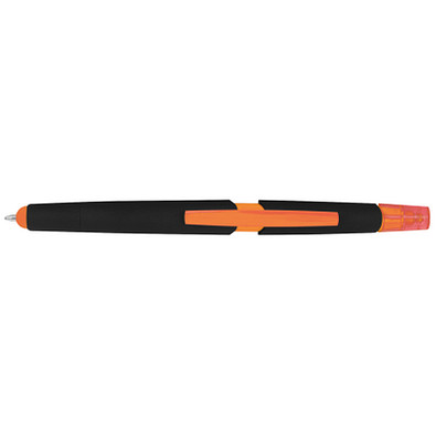 Touch-Kugelschreiber mit Textmarker, blaue Mine, orange