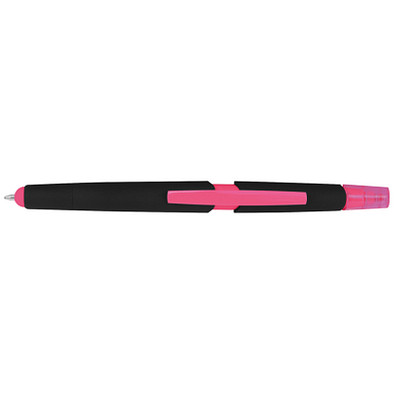 Touch-Kugelschreiber mit Textmarker, blaue Mine, pink