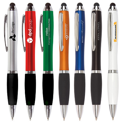 Touch-Pen Kugelschreiber Kuba, blaue Mine, silber