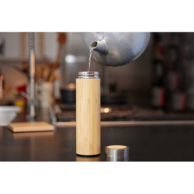 Vakuum Flasche Bambus, large, braun