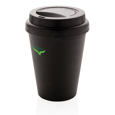 XD COLLECTION Wiederverwendbarer doppelwandiger Kaffeebecher, 300 ml, schwarz