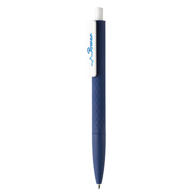 XD COLLECTION Druckkugelschreiber X3 mit Smooth-Touch, blaue Mine, dunkelblau/weiß