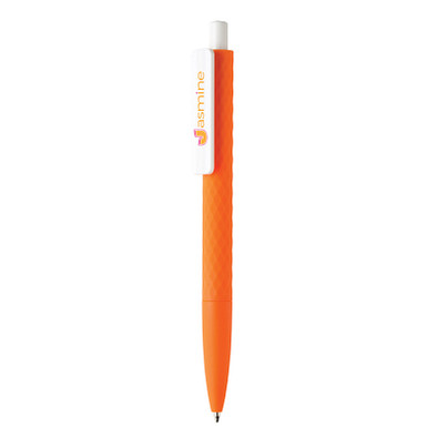 XD COLLECTION Druckkugelschreiber X3 mit Smooth-Touch, blaue Mine, orange/weiß