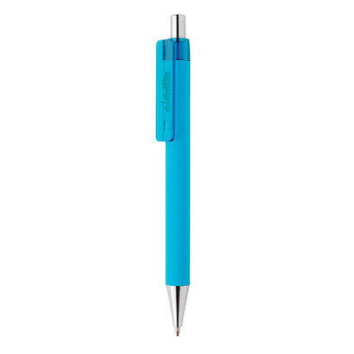 XD COLLECTION Druckkugelschreiber X8 mit Smooth-Touch, blaue Mine, hellblau