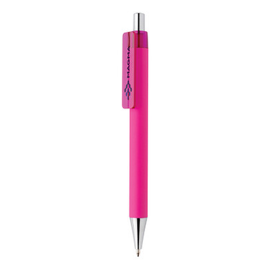XD COLLECTION Druckkugelschreiber X8 mit Smooth-Touch, blaue Mine, rosa