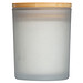 Kerze in gefrostetem Glas mit Bambusdeckel, transparent