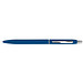 Schlanker, gummierter Druckkugelschreiber, blaue Mine, blau